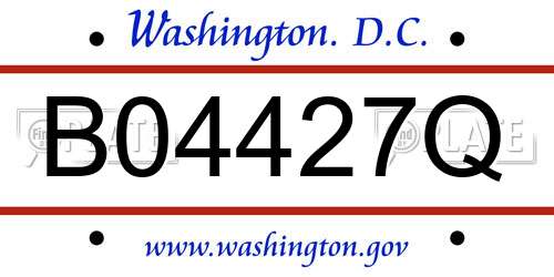 B04427Q District Of Columbia License Plate