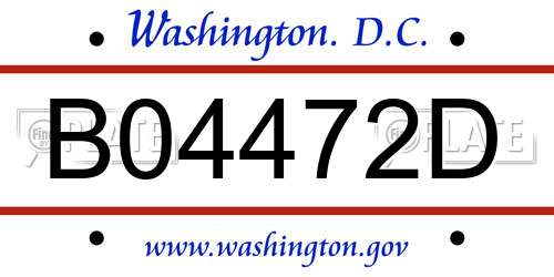 B04472D District Of Columbia License Plate