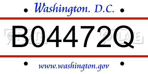 B04472Q District Of Columbia License Plate
