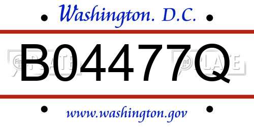 B04477Q District Of Columbia License Plate