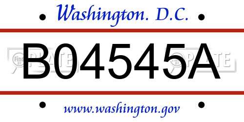 B04545A District Of Columbia License Plate