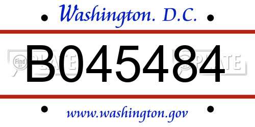 B045484 District Of Columbia License Plate