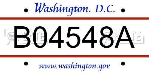B04548A District Of Columbia License Plate
