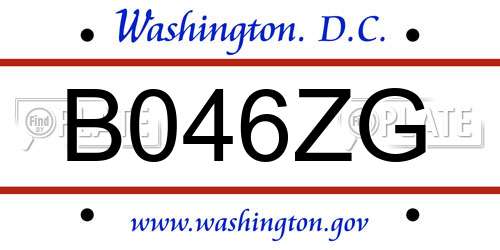 B046ZG District Of Columbia License Plate