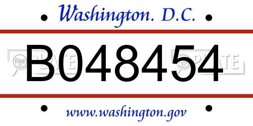 B048454 District Of Columbia License Plate
