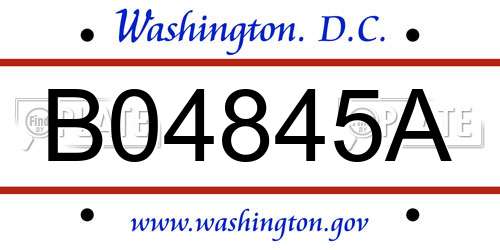 B04845A District Of Columbia License Plate