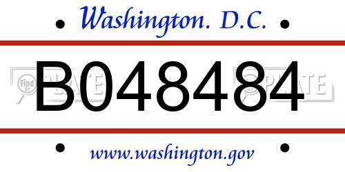 B048484 District Of Columbia License Plate