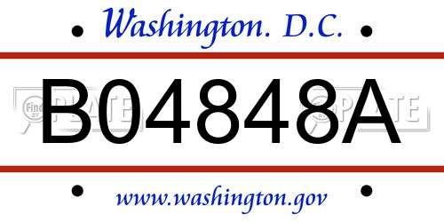 B04848A District Of Columbia License Plate