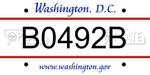 B0492B District Of Columbia License Plate