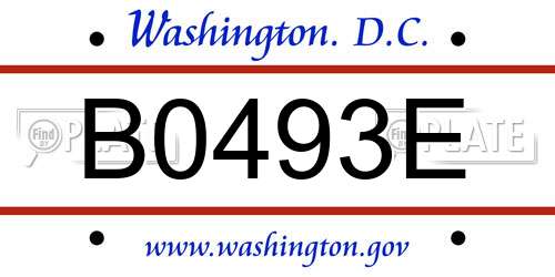 B0493E District Of Columbia License Plate