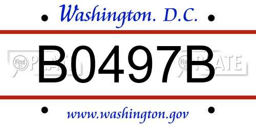 B0497B District Of Columbia License Plate