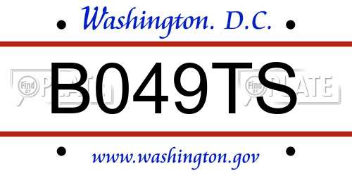 B049TS District Of Columbia License Plate