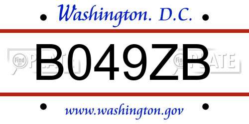 B049ZB District Of Columbia License Plate