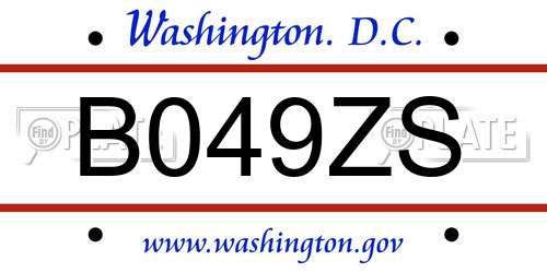 B049ZS District Of Columbia License Plate