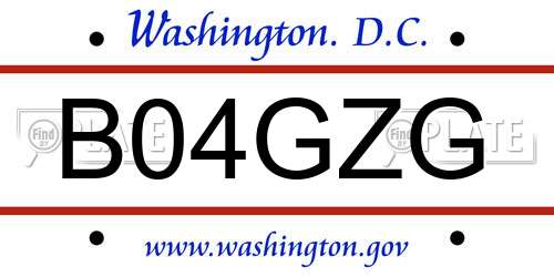 B04GZG District Of Columbia License Plate