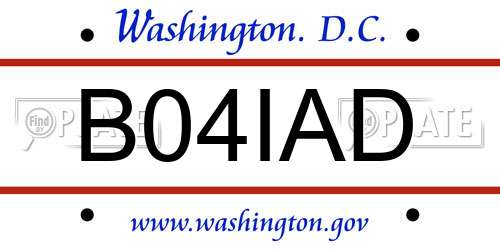 B04IAD District Of Columbia License Plate