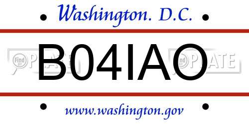 B04IAO District Of Columbia License Plate