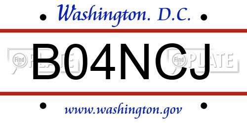 B04NCJ District Of Columbia License Plate