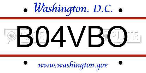 B04VBO District Of Columbia License Plate
