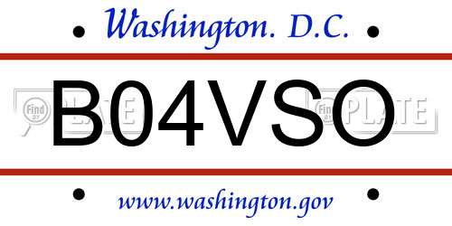 B04VSO District Of Columbia License Plate