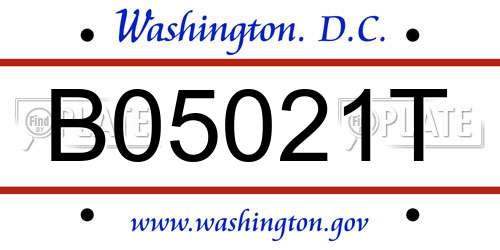 B05021T District Of Columbia License Plate