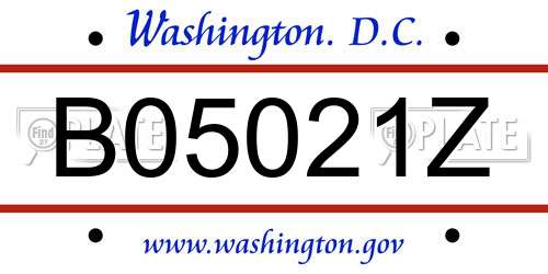 B05021Z District Of Columbia License Plate