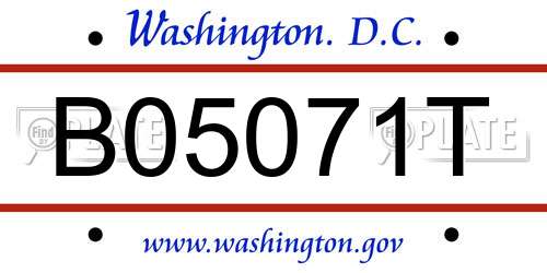 B05071T District Of Columbia License Plate
