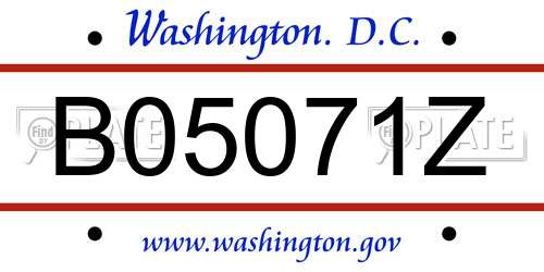 B05071Z District Of Columbia License Plate