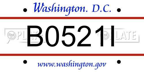 B0521I District Of Columbia License Plate