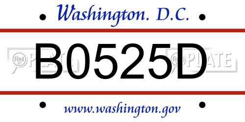 B0525D District Of Columbia License Plate