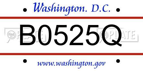 B0525Q District Of Columbia License Plate