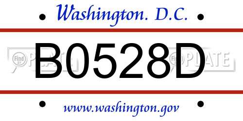 B0528D District Of Columbia License Plate