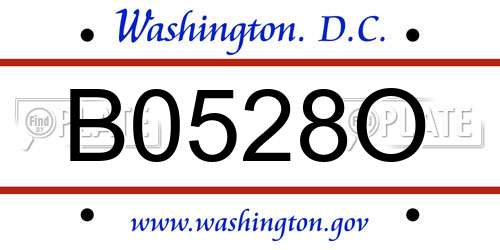 B0528O District Of Columbia License Plate