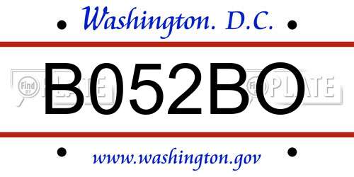 B052BO District Of Columbia License Plate