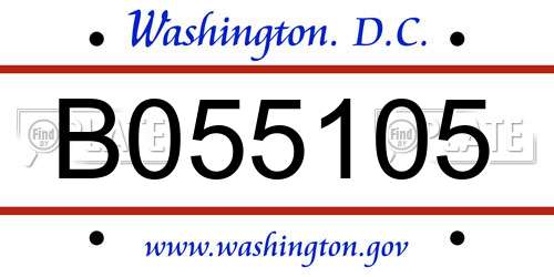 B055105 District Of Columbia License Plate