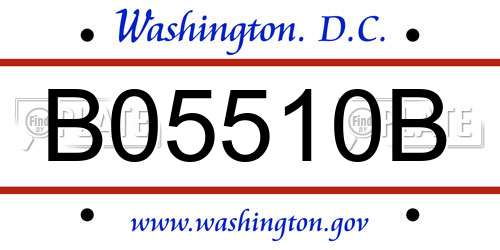 B05510B District Of Columbia License Plate