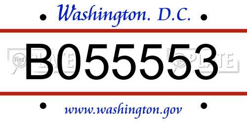 B055553 District Of Columbia License Plate