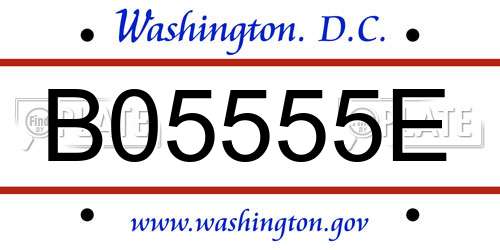 B05555E District Of Columbia License Plate