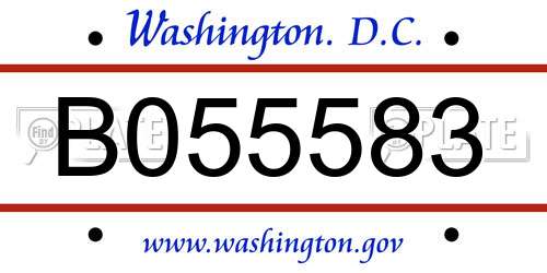 B055583 District Of Columbia License Plate