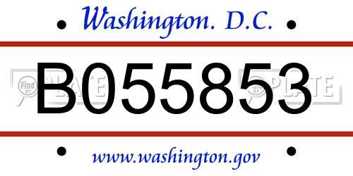 B055853 District Of Columbia License Plate