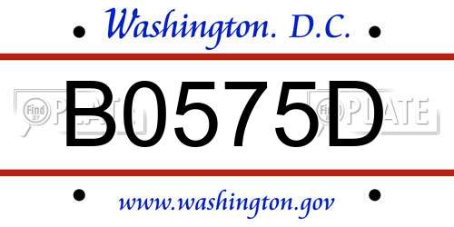 B0575D District Of Columbia License Plate