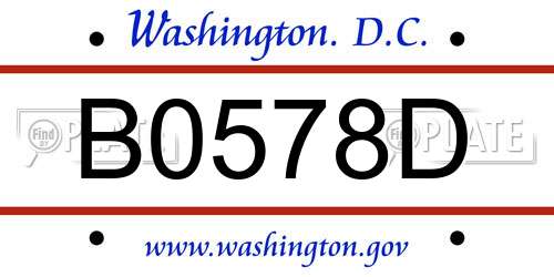 B0578D District Of Columbia License Plate