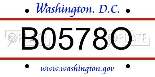 B0578O District Of Columbia License Plate