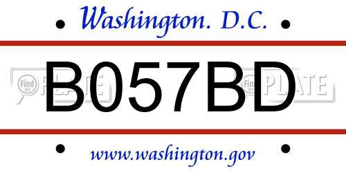 B057BD District Of Columbia License Plate