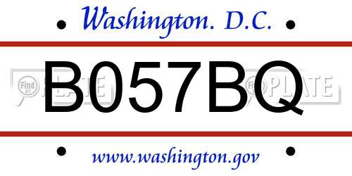 B057BQ District Of Columbia License Plate