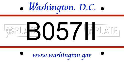 B057II District Of Columbia License Plate