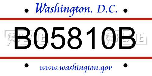 B05810B District Of Columbia License Plate
