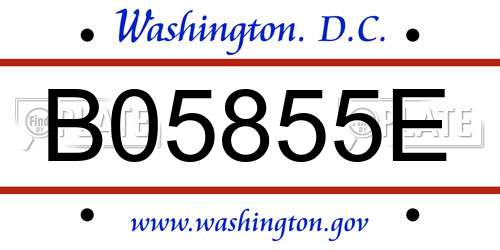 B05855E District Of Columbia License Plate
