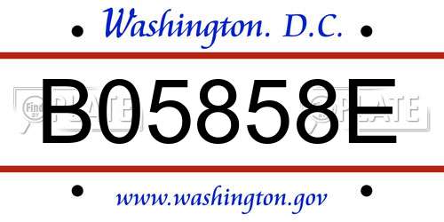 B05858E District Of Columbia License Plate