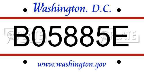 B05885E District Of Columbia License Plate
